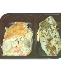 Witte vis met vissausje en groente gratin 500 gram