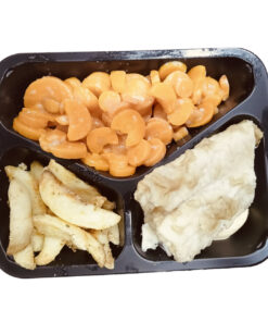 Lekkerbekje met sausje worteltjes en geb. aardappelpartjes 400 gram